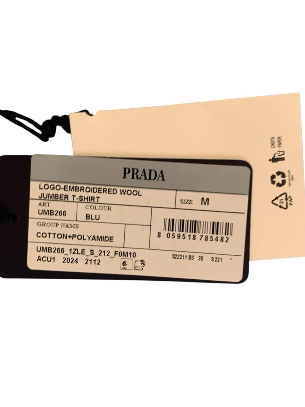 Prada Light Blue Crewneck Sweatshirt with Black Logo - Picture 4 of 6